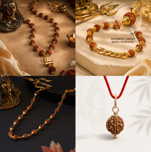 AUTHENTIC NEPALI 5 MUKHI COMBO– 2 Malas | 1 Bracelet | 1 Rudraksha Pendant