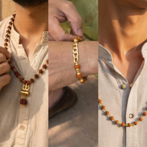 AUTHENTIC NEPALI 5 MUKHI COMBO– 2 Malas | 1 Bracelet | 1 Rudraksha Pendant
