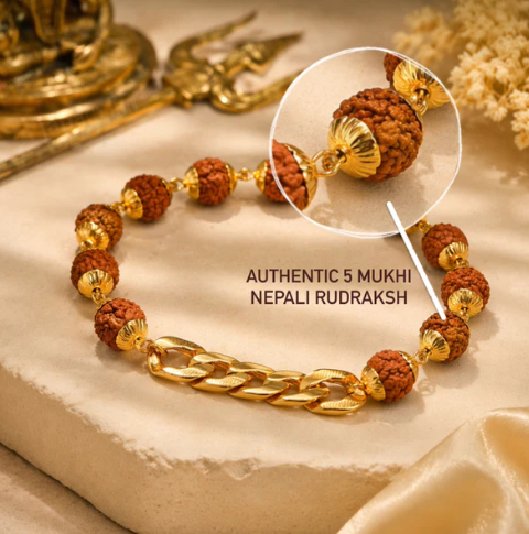Gold Plated Links Rudraksh Bracelet